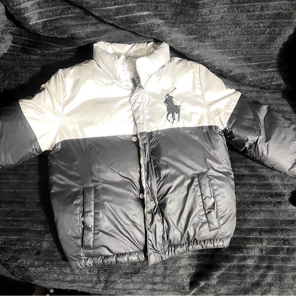 Silver and black Polo puffer jacket
